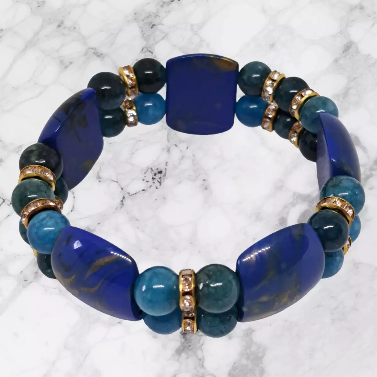 Bracelet  pour la protection en Apatite et Tourmaline